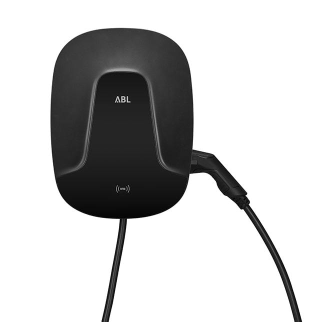 ABL eMH2 Wallbox ABL eMH2 Wallbox mit Ladekabel vor weißem Hintergrund